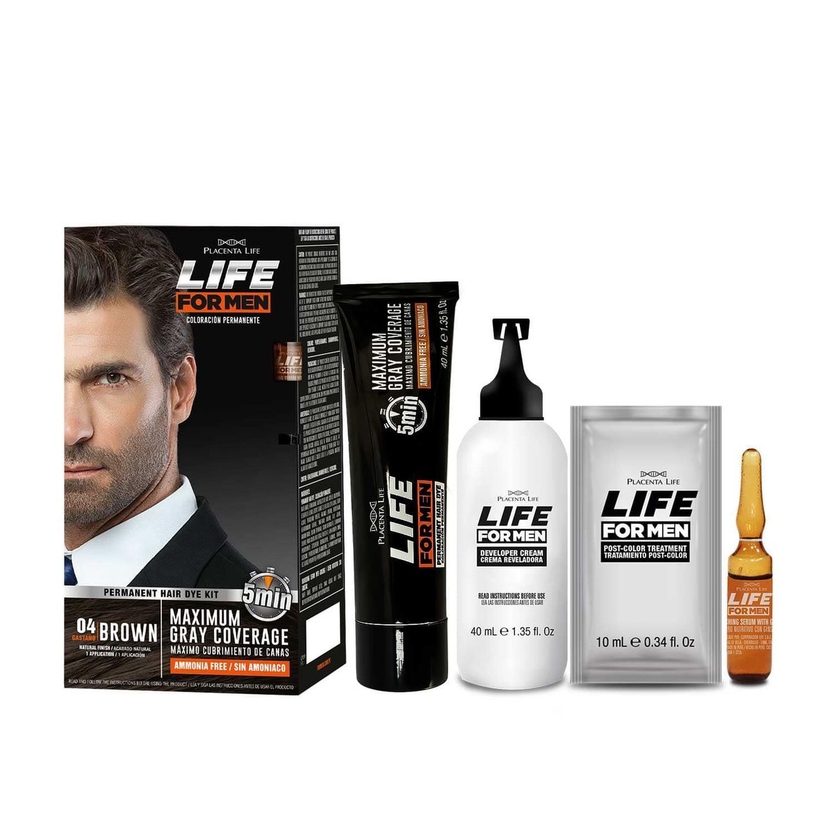 LIFE FOR MEN - Kit Tinte 04 Castaño para Hombre Life For Men