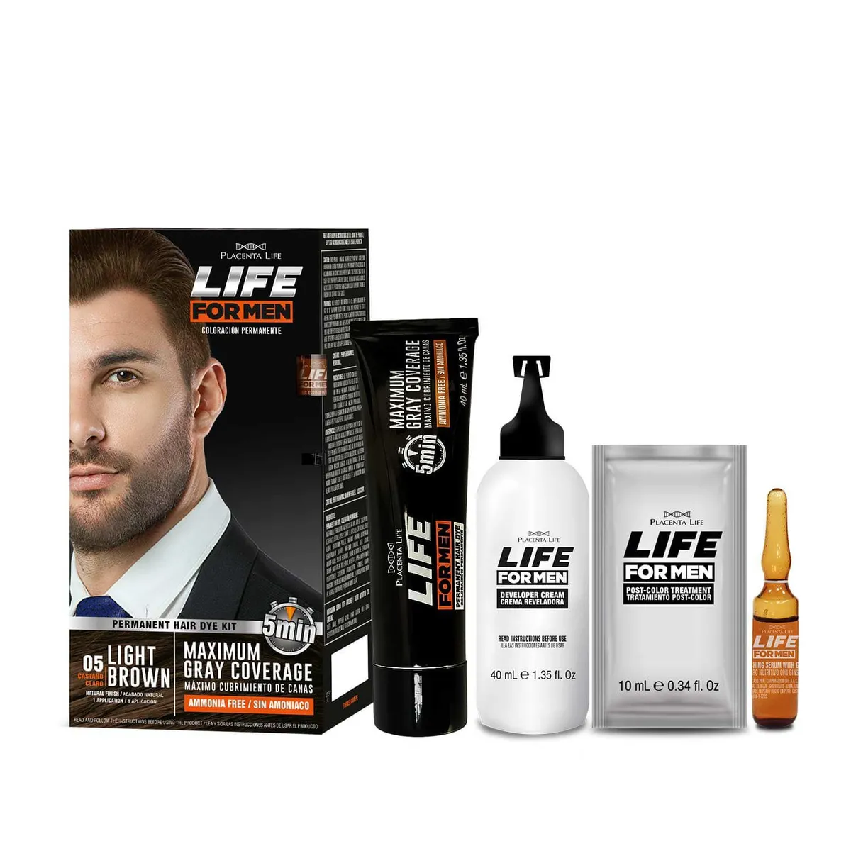 LIFE FOR MEN - Kit Tinte 05 Castaño Claro para Hombre Life For Men