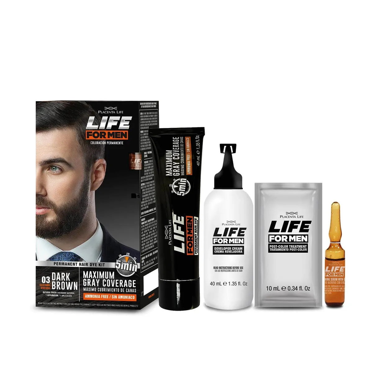LIFE FOR MEN - Kit Tinte 03 Castaño Oscuro para Hombre Life For Men