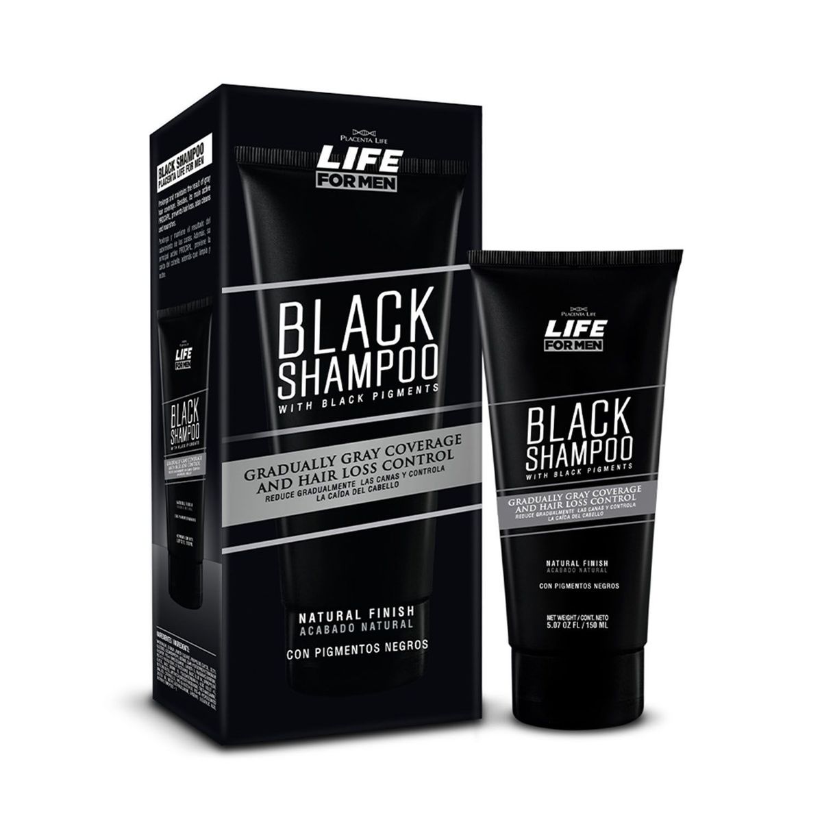 LIFE FOR MEN - Black Shampoo Cubrimiento de Canas 150ml Life For Men