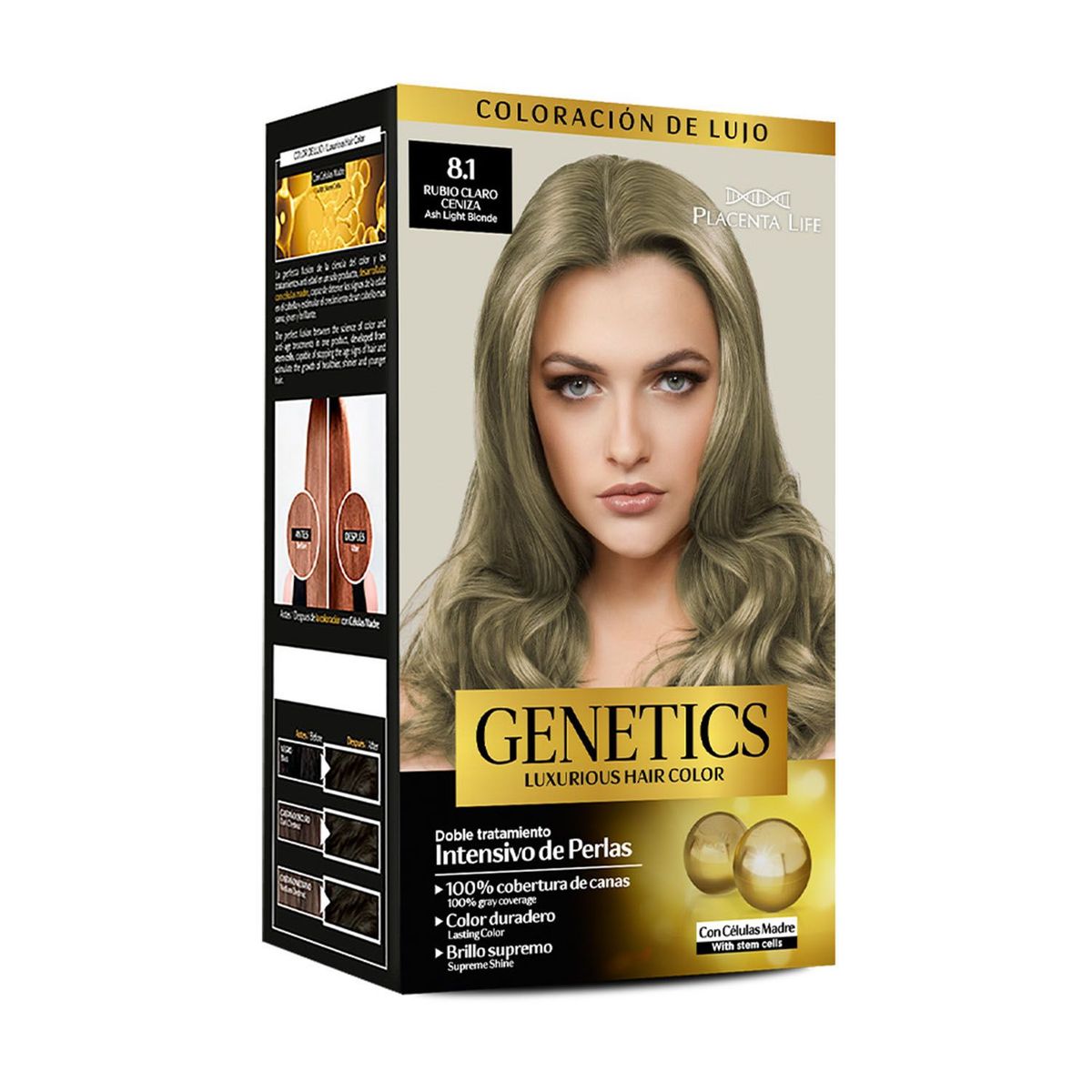  - GENETICS Tinte 8.1 Rubio Claro Cenizo