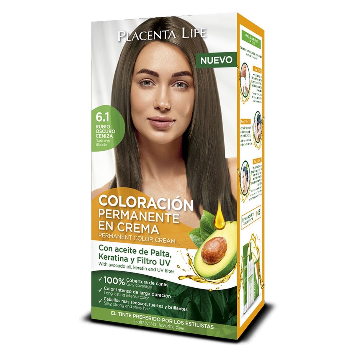 PLACENTA LIFE - Kit de Tinte 6.1 Rubio Oscuro Ceniza Placenta Life