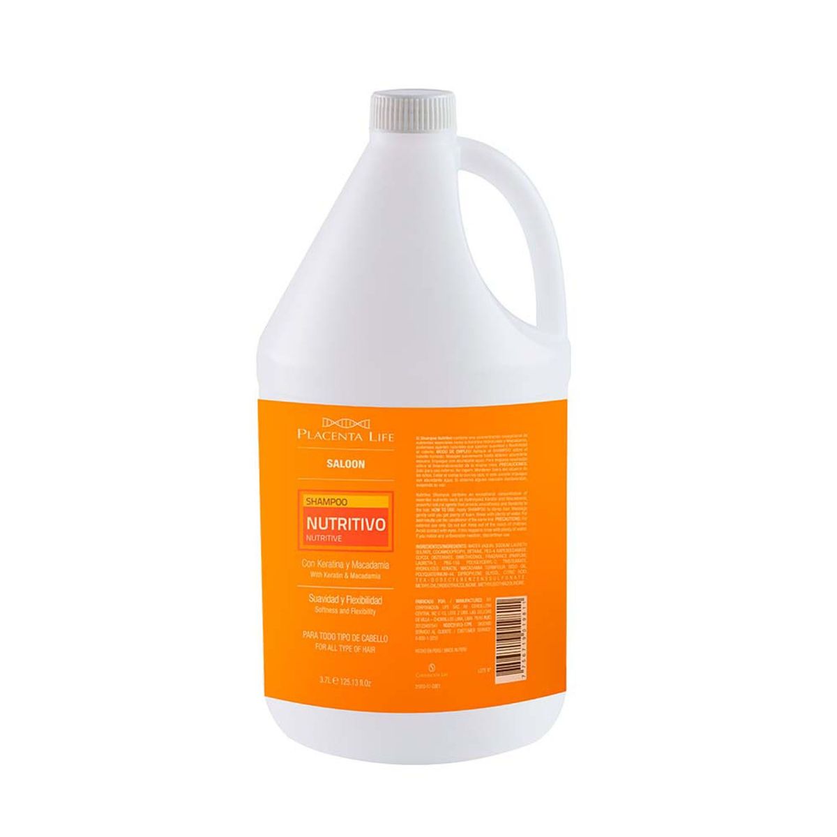 PLACENTA LIFE - Shampoo Nutritivo Con Keratina y Macadamia Galonera 3.7 Litros Placenta Life
