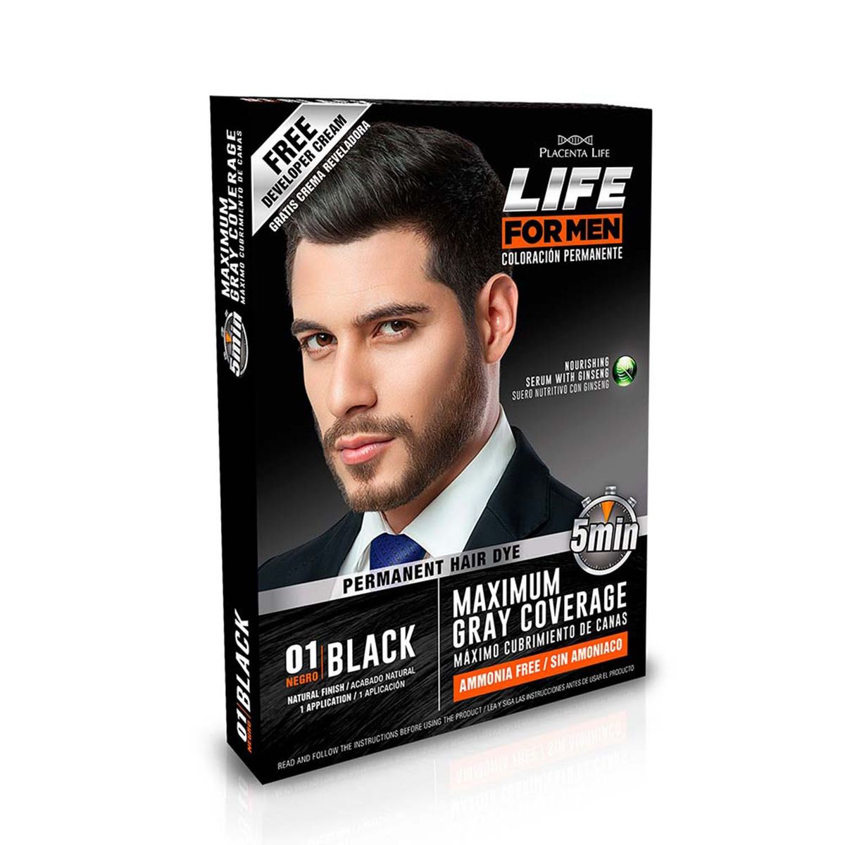 LIFE FOR MEN - Tinte Negro para Hombre Pack 6 Unid Life For Men 