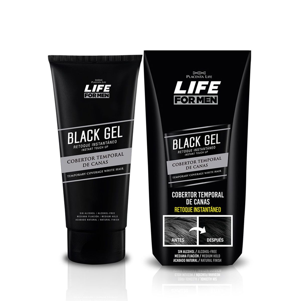 LIFE FOR MEN - Black Gel Cobertor Temporal de Canas 80ml Life For Men