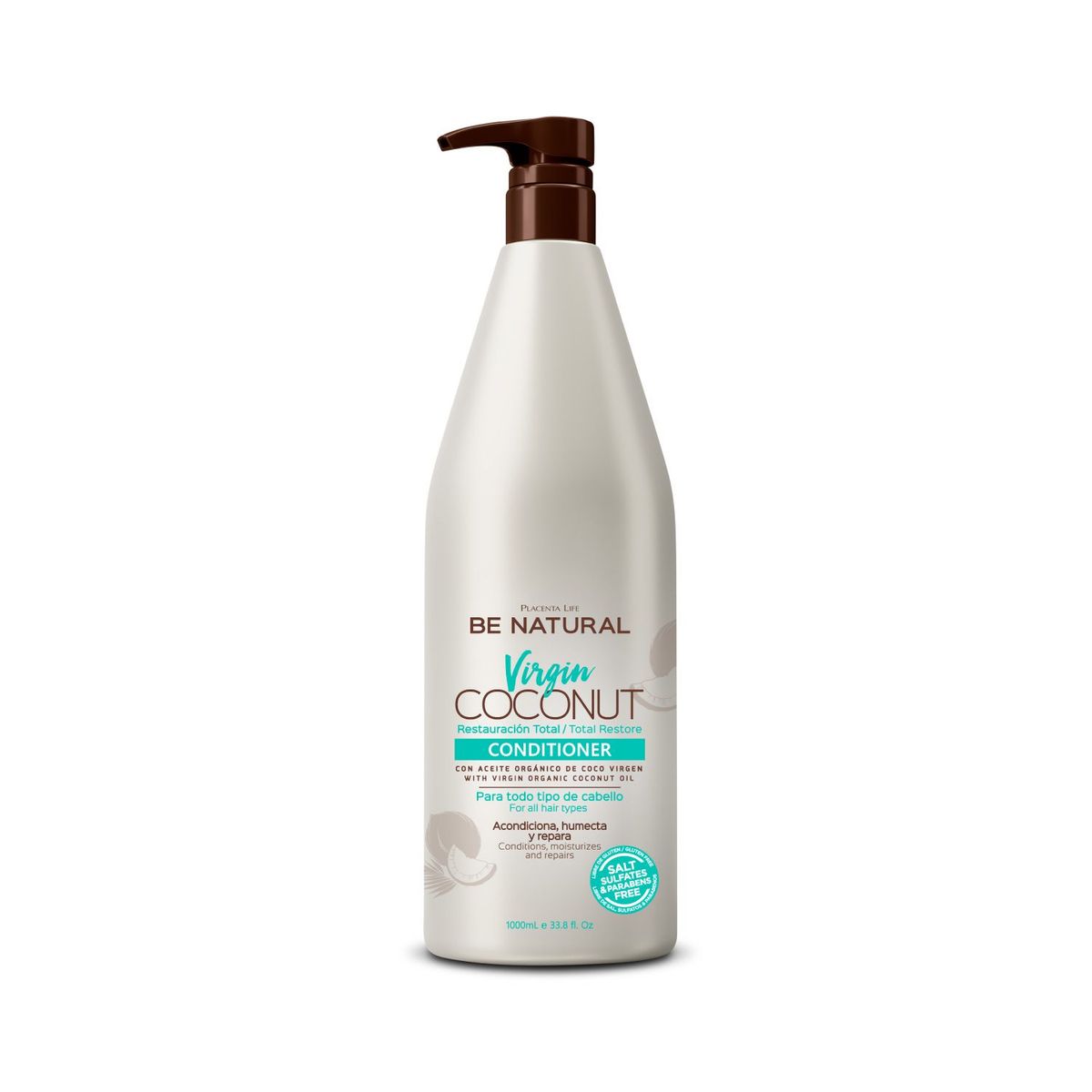 BE NATURAL - Acondicionador Para Todo Tipo De Cabello Virgin Coconut 1 Litro Be Natural