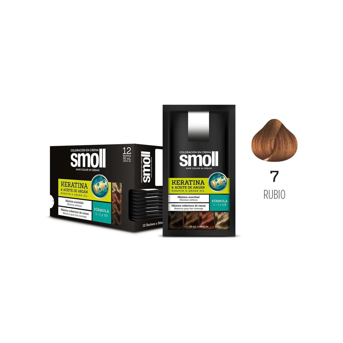  - Tinte para Cabello 7 Rubio Caja 12 Unidades Smoll