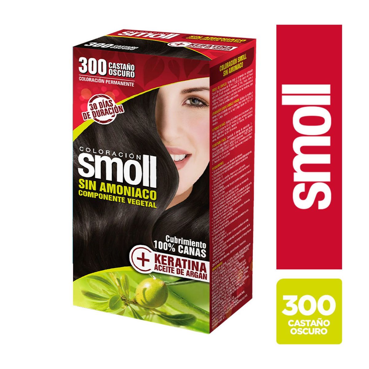 - Tinte para Cabello Sin Amoniaco 300 Castaño Oscuro Kit Smoll