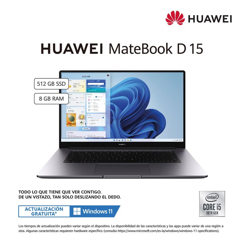 HUAWEI - HUAWEI MateBook D15  i5 10ma laptop 15,6" FHD IPS i5-10210U 512GB SSD 8GB RAM Windows Home