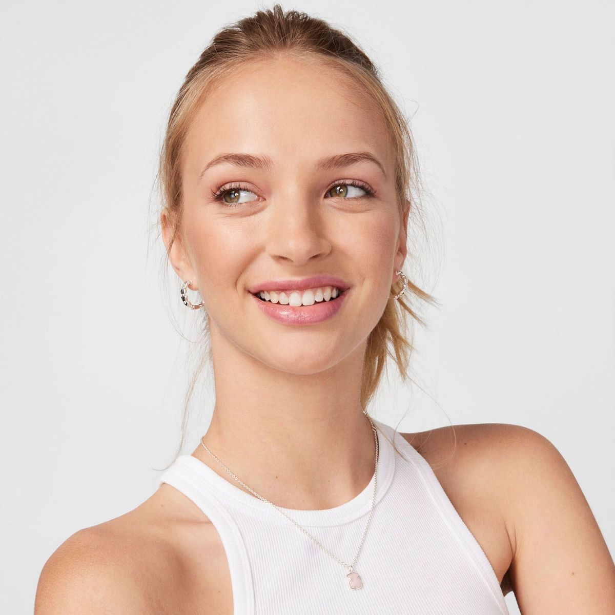 TOUS - Dije De Plata  Cuarzo Rosa Facetado