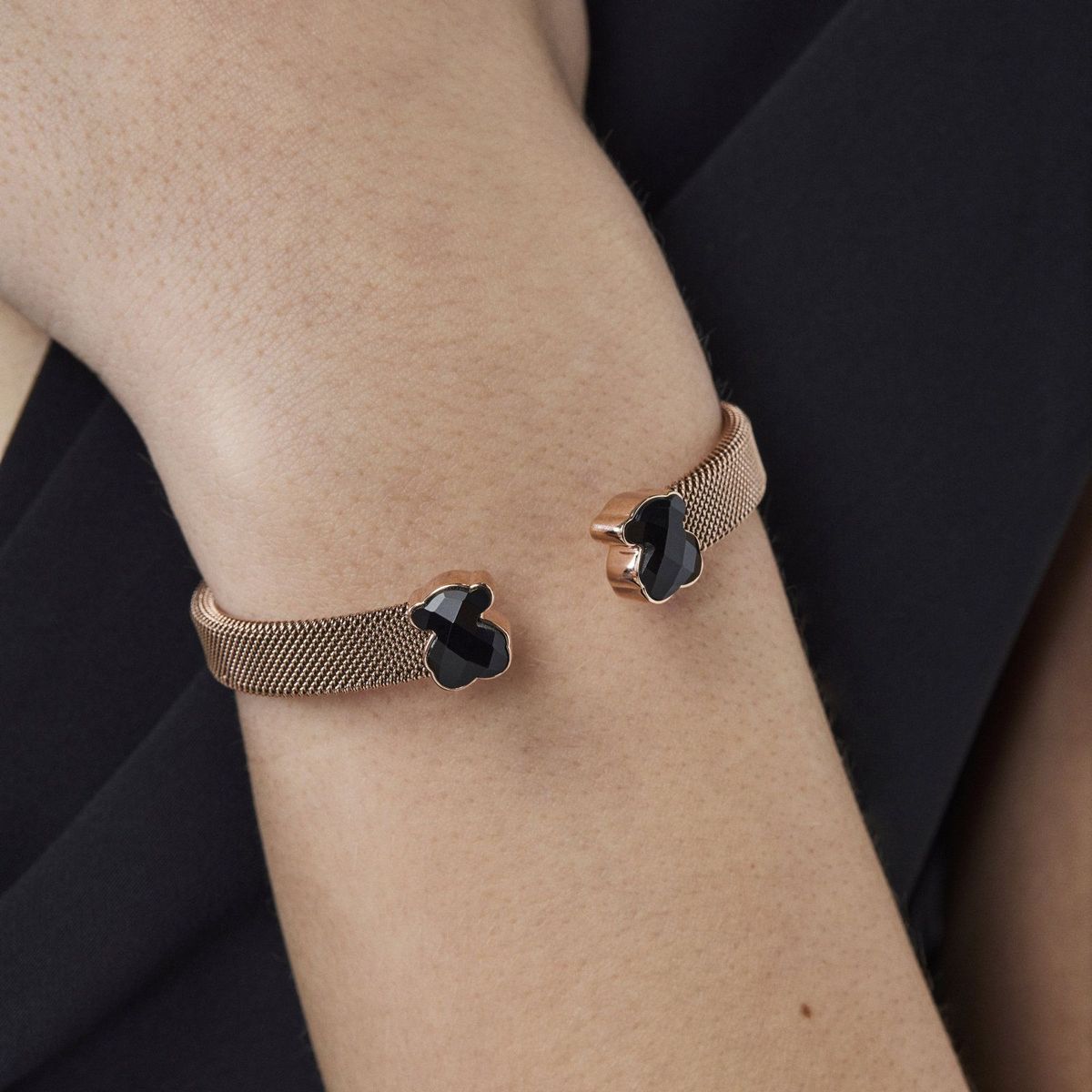 TOUS - Pulsera De Acero Ip Rosado Ónix Mesh