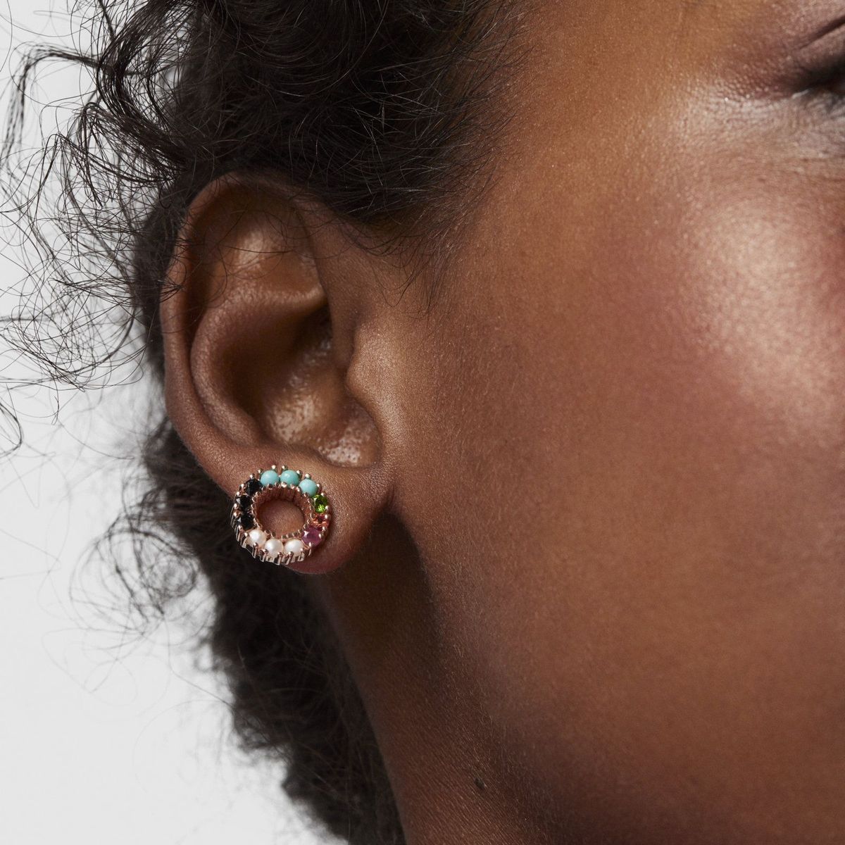 TOUS - Aretes pequeños Straight disco de Plata Vermeil rosa