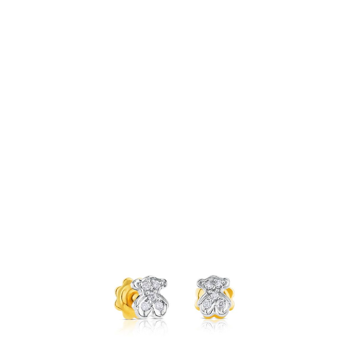 TOUS - Aretes Oso De Oro Blanco  Diamante