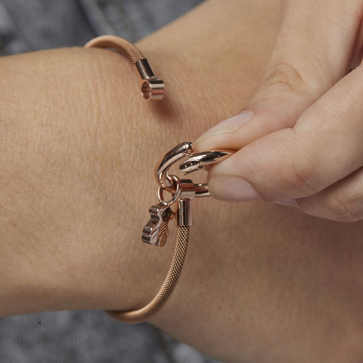 TOUS - Esclava De Plata Vermeil Rosa Acero