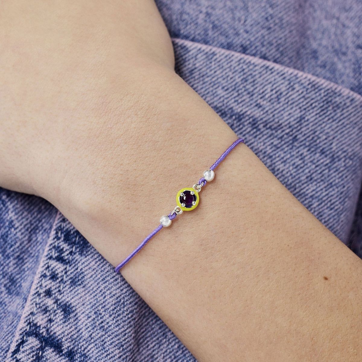 TOUS - Pulsera De Cuerda Morada Con Amatista