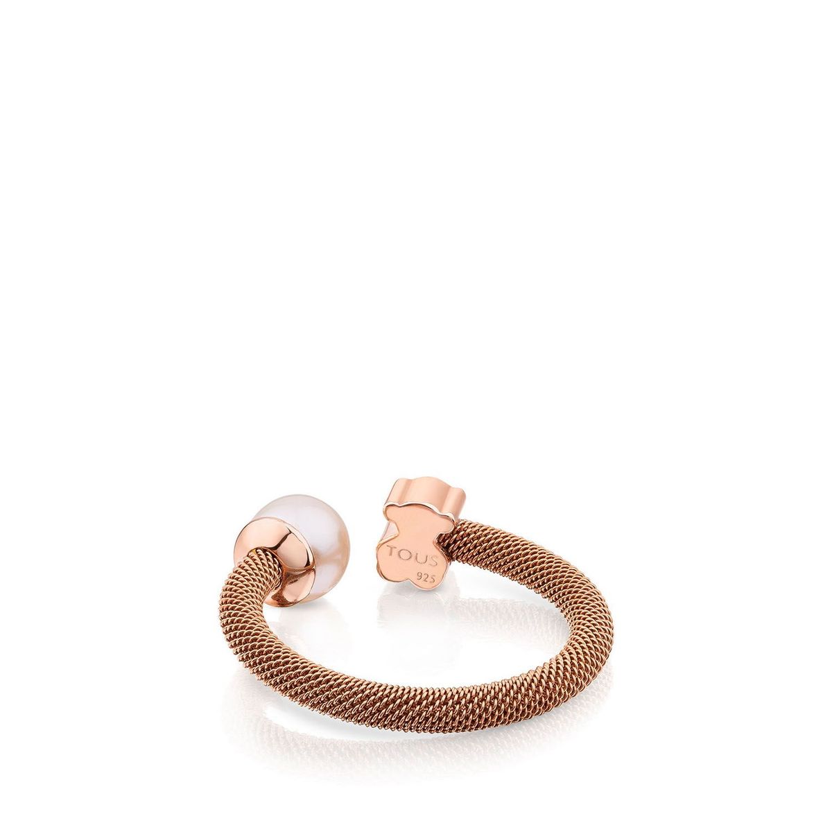 TOUS - Anillo De Acero  Plata Vermeil Rosa