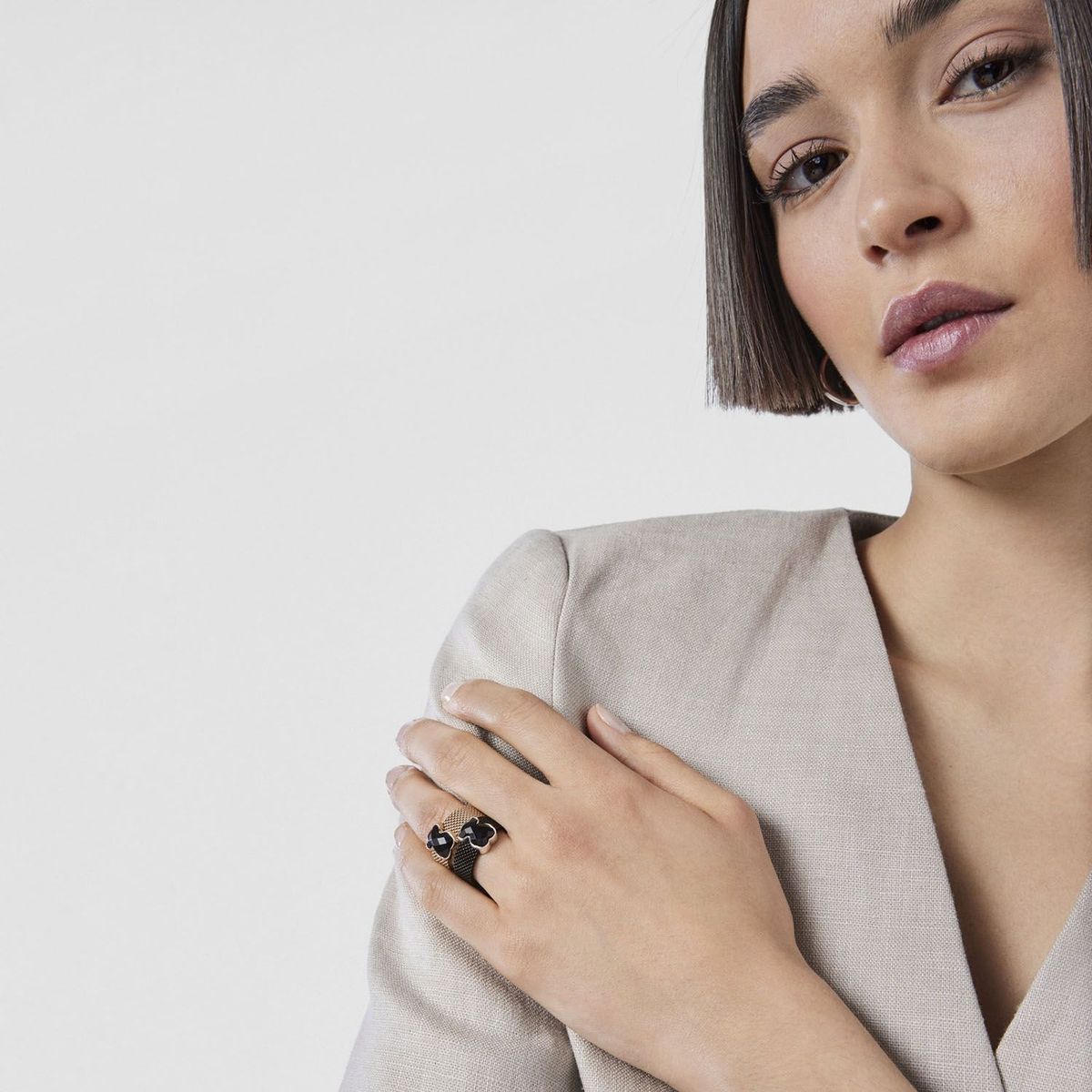 TOUS - Anillo De Acero Ip Negro  Ónix