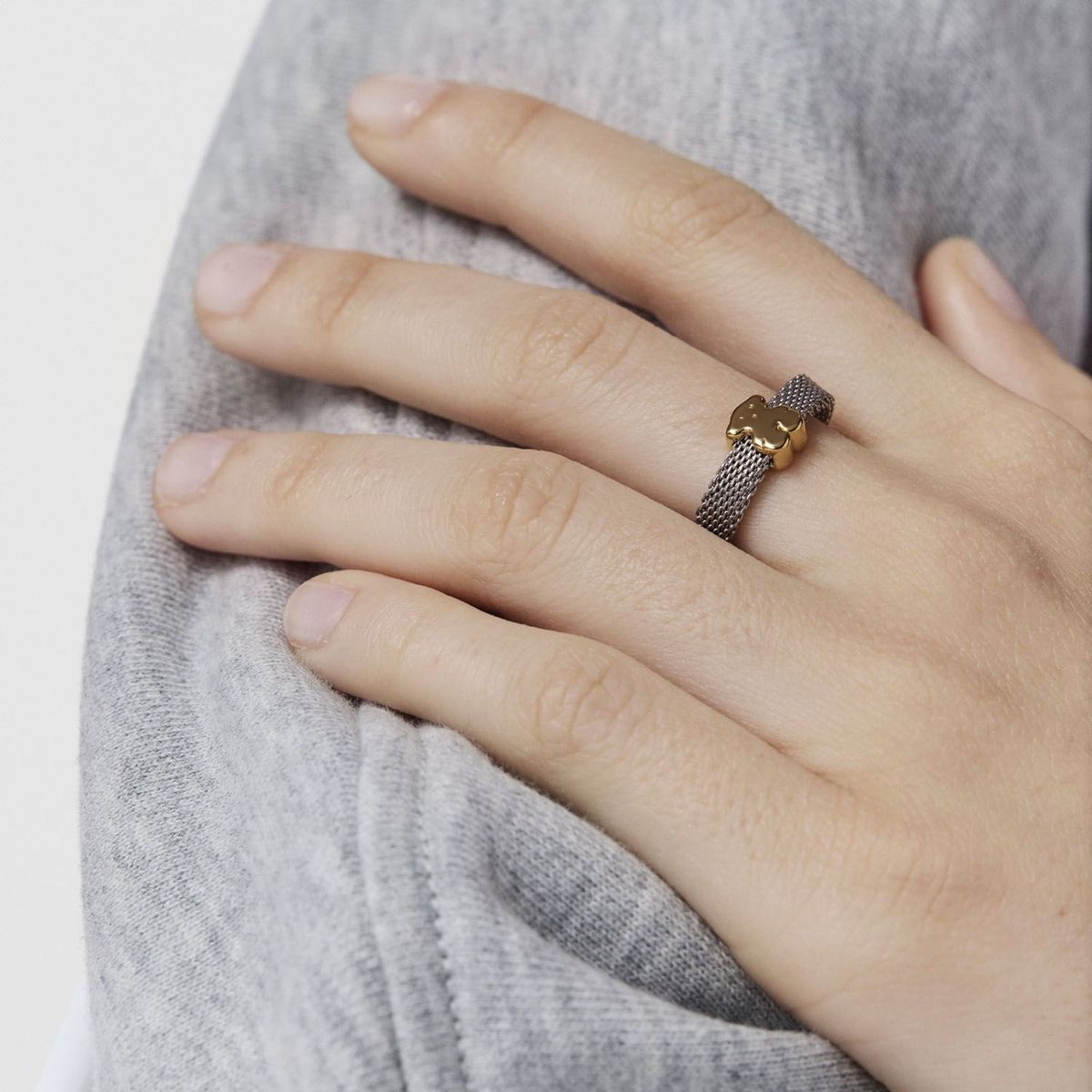 TOUS - Anillo De Acero  Oro Motivo Oso Icon