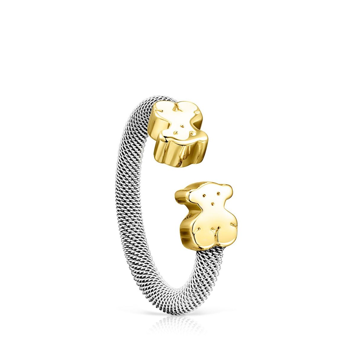 TOUS - Anillo De Acero  Oro Motivo Oso Mesh