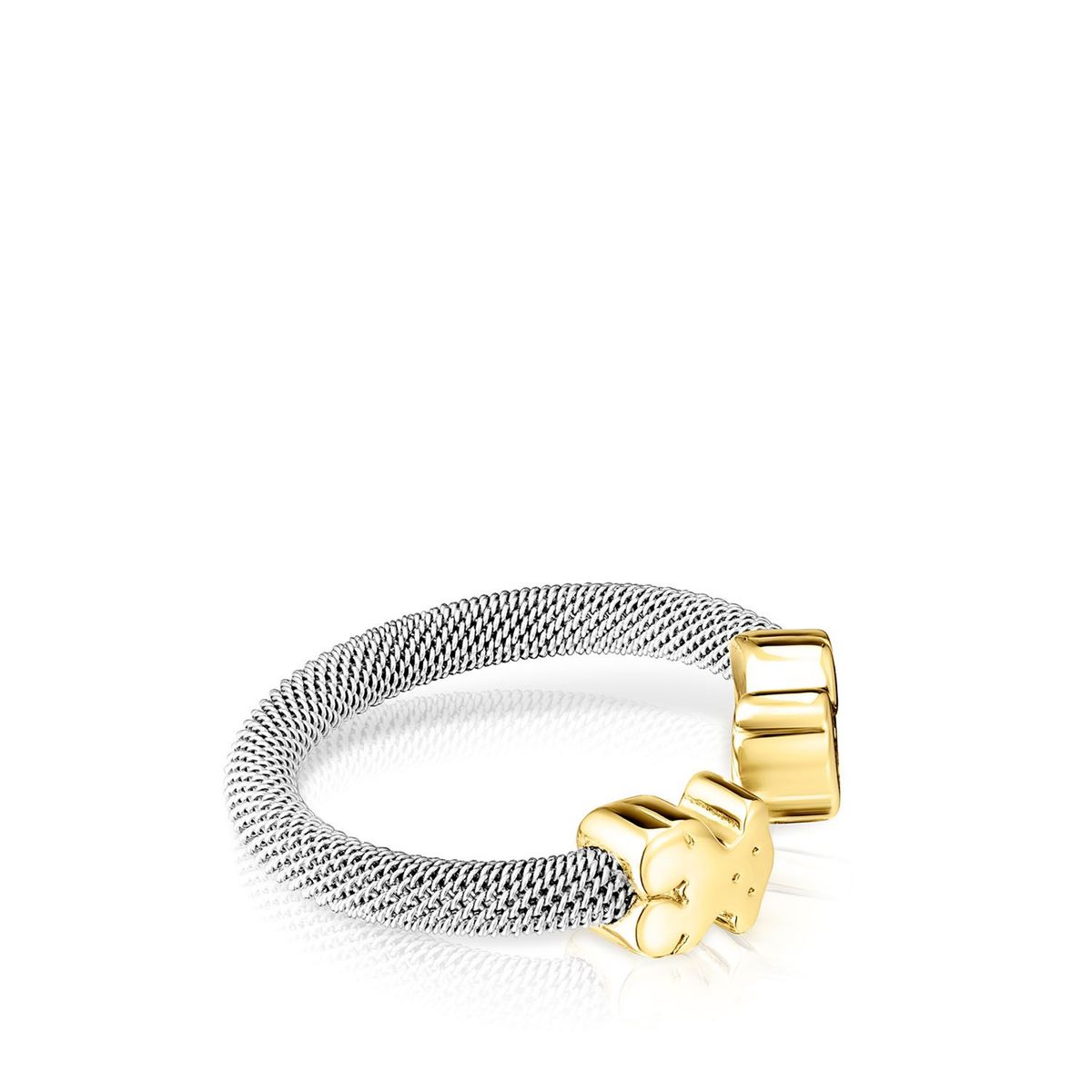 TOUS - Anillo De Acero  Oro Motivo Oso Mesh