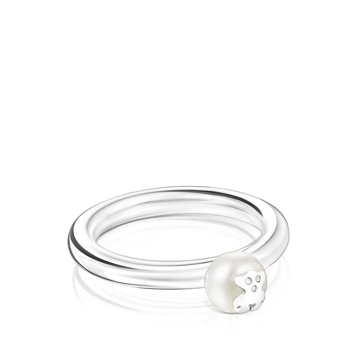 TOUS - Anillo De Plata  Perla Motivo Oso