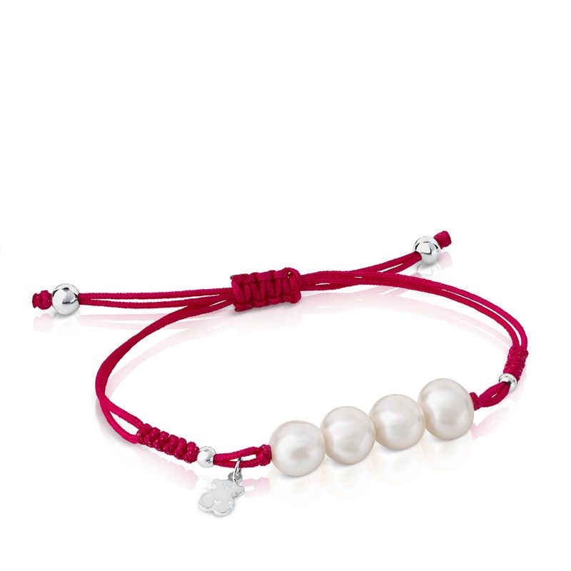 TOUS - Pulsera De Cuerda Fucsia Plata