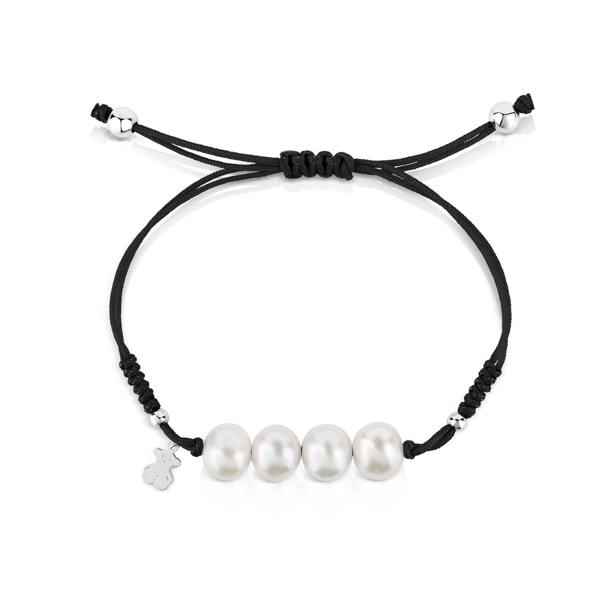 TOUS - Pulsera De Cuerda Plata  Perlas