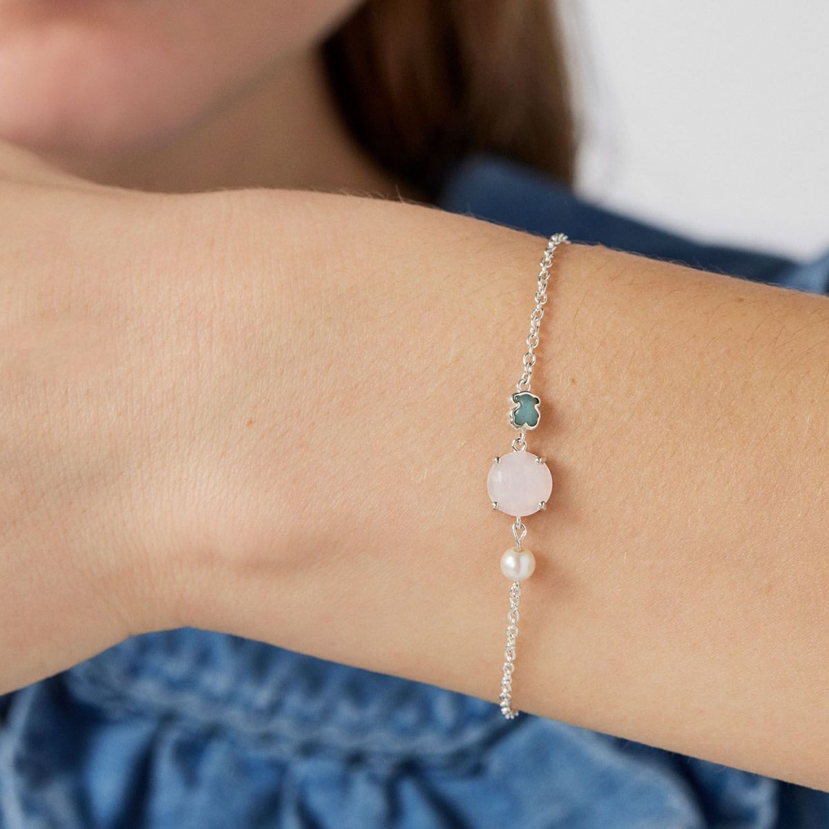 TOUS - Pulsera De Plata Con Cuarzo Rosa Tous