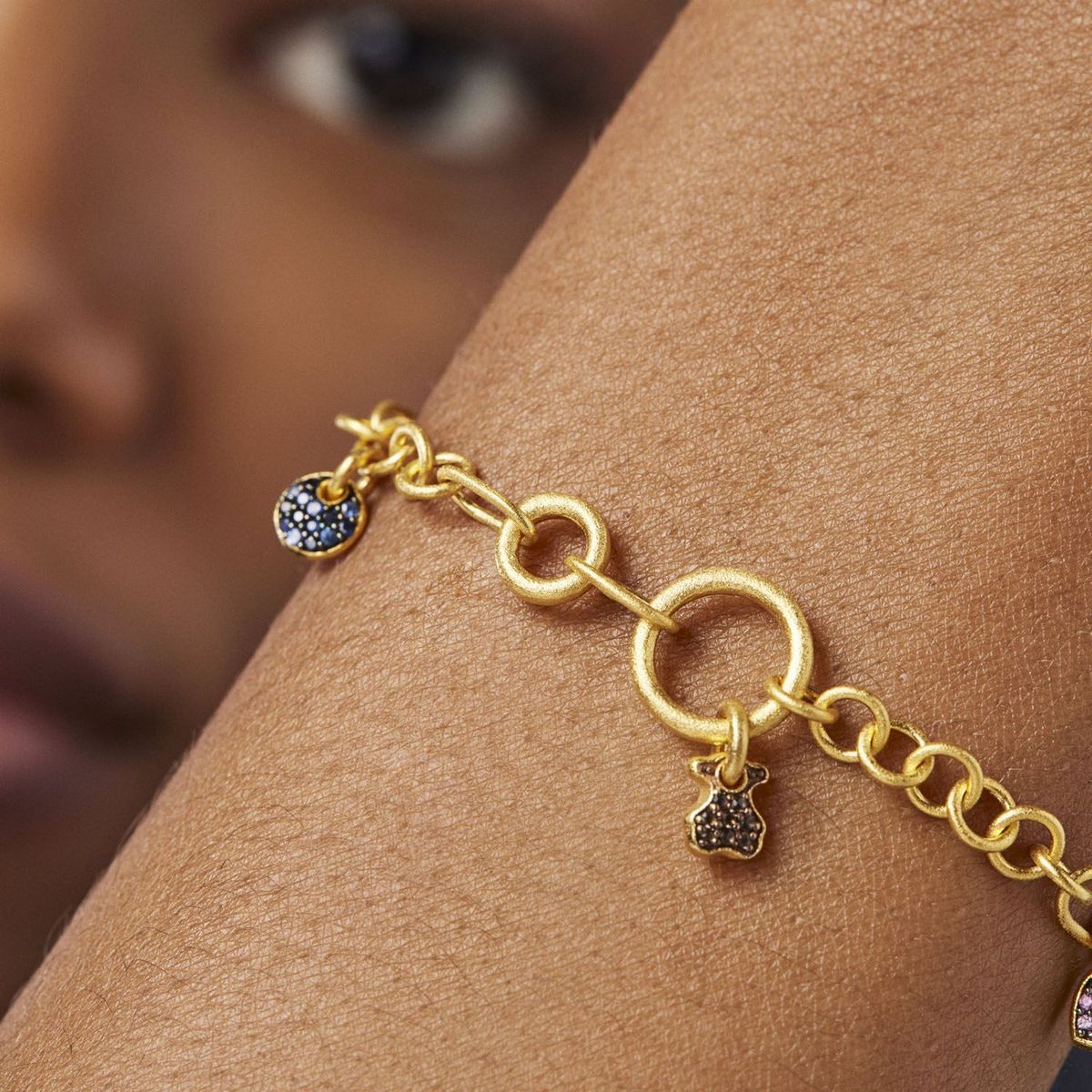 TOUS - Pulsera De Plata Vermeil Zafiros