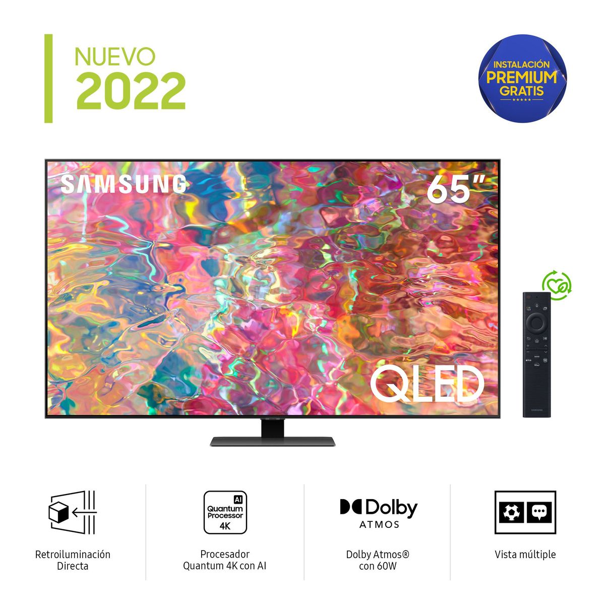 SAMSUNG - Televisor Samsung Smart TV 65" QLED 4K QN65Q80BAGXPE 
