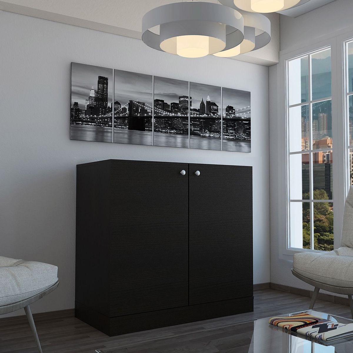 TUHOME - Bar Sintra 2 Puertas 1 Cajón (Para botellas y porta copas)