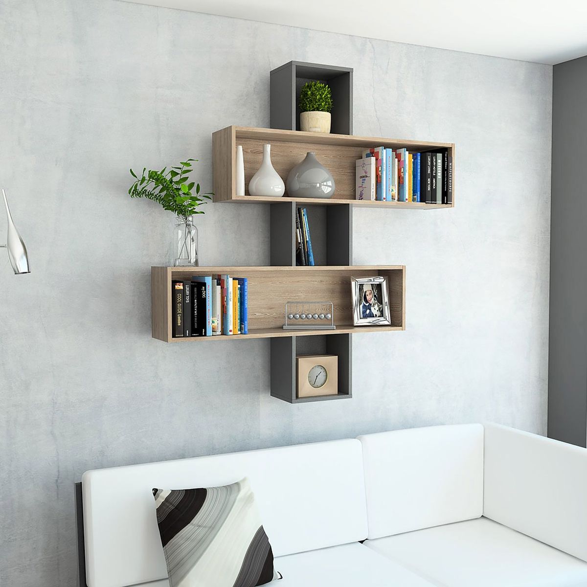 TUHOME - Repisa Wall 2b Miel Plomo