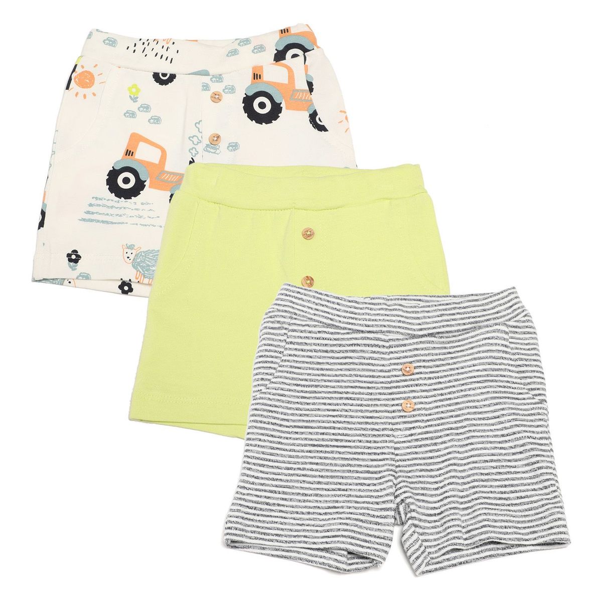 NAME IT - Short Pack x3 Algodón Orgánico Bebé niño