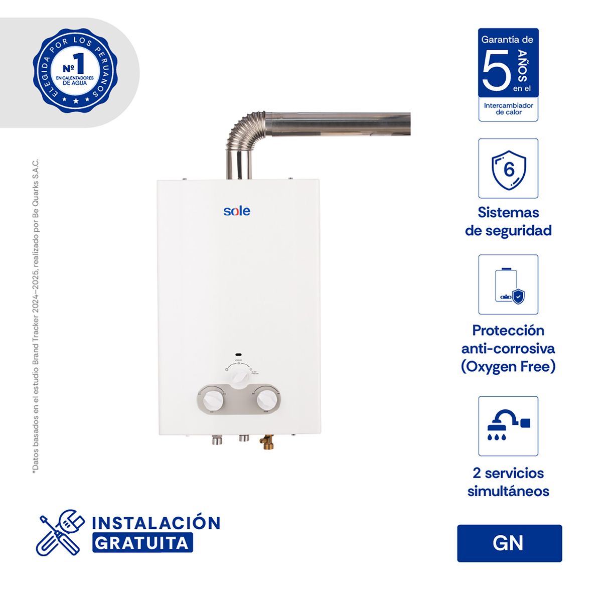 Sole - Calentador Instantáneo Sole Tiro Forzado Gn 10L C/Acc