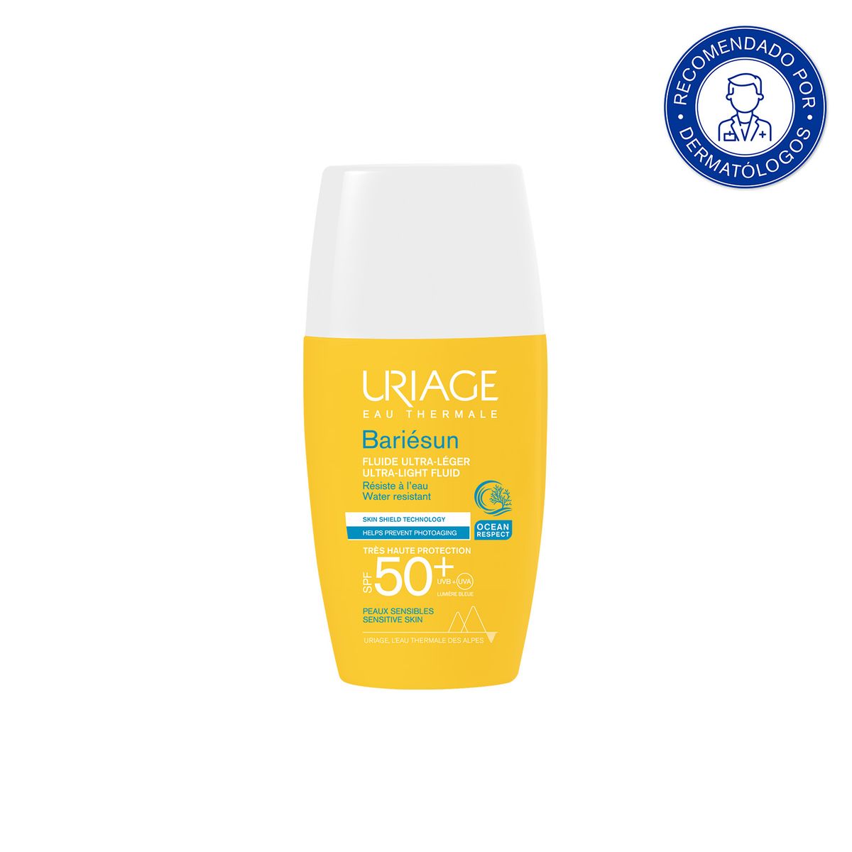 URIAGE - Uriage Bariésun Fluido Ultra ligero SPF50+ 30ml - Bloqueador solar facial para pieles sensibles