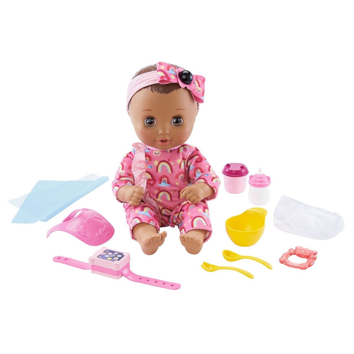 LITTLE MOMMY - Muñeca Little Mommy Wonderwatch Baby Overol Morado