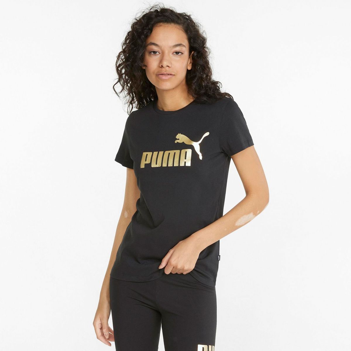 PUMA - Polo Deportivo ESS+ Metallic Logo Tee Mujer