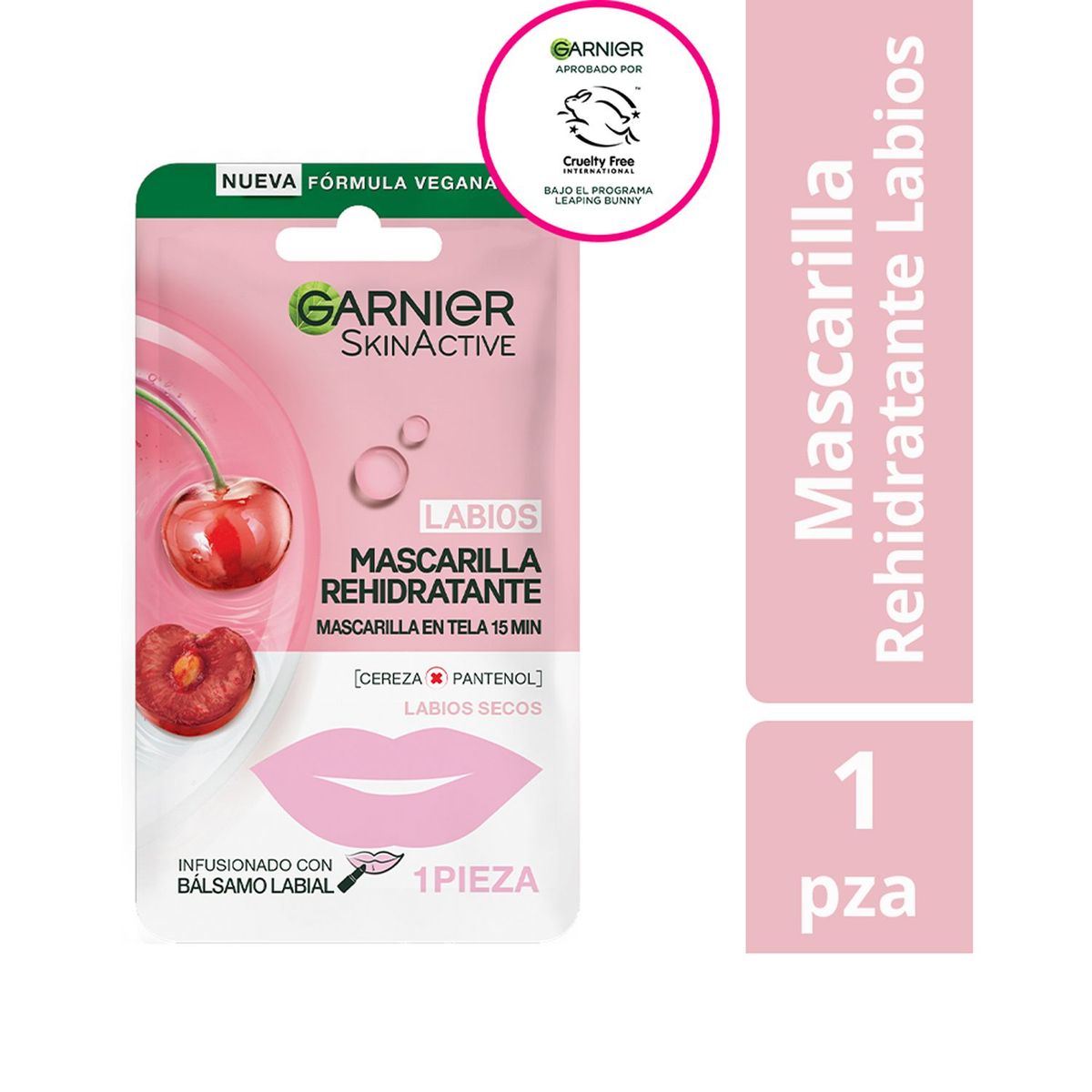 GARNIER - Mascarilla en Tela para Labios Garnier Skin Active Cereza Hidratante