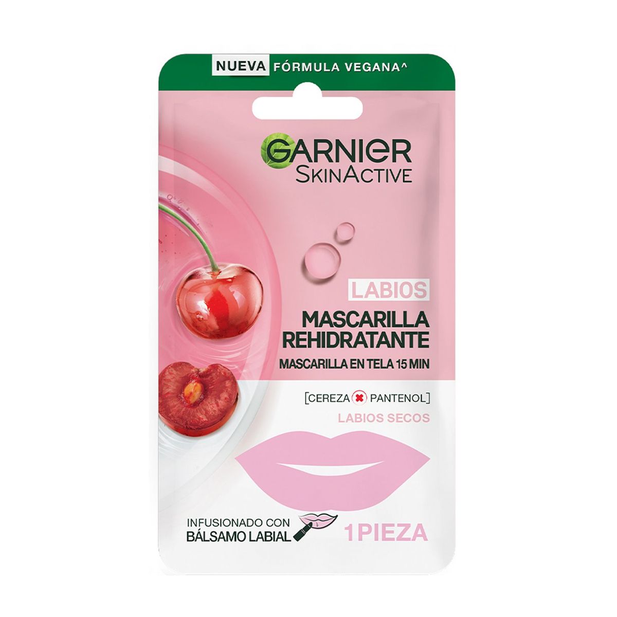 GARNIER - Mascarilla en Tela para Labios Garnier Skin Active Cereza Hidratante