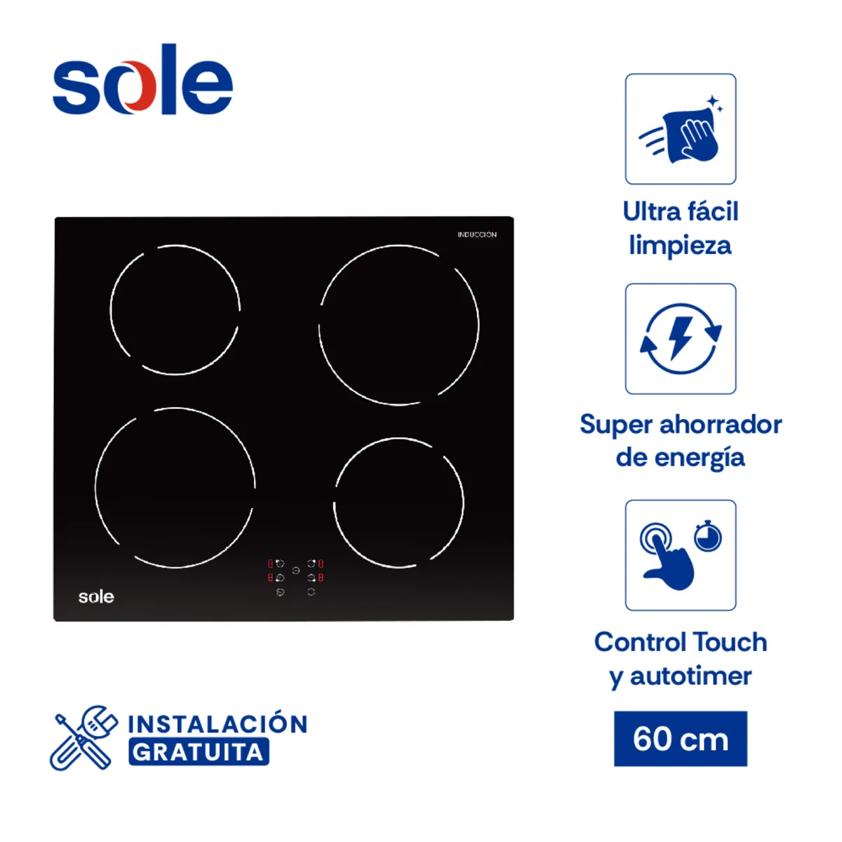 SOLE - Encimera Sole Inducción 60 Cm 4 Hornillas