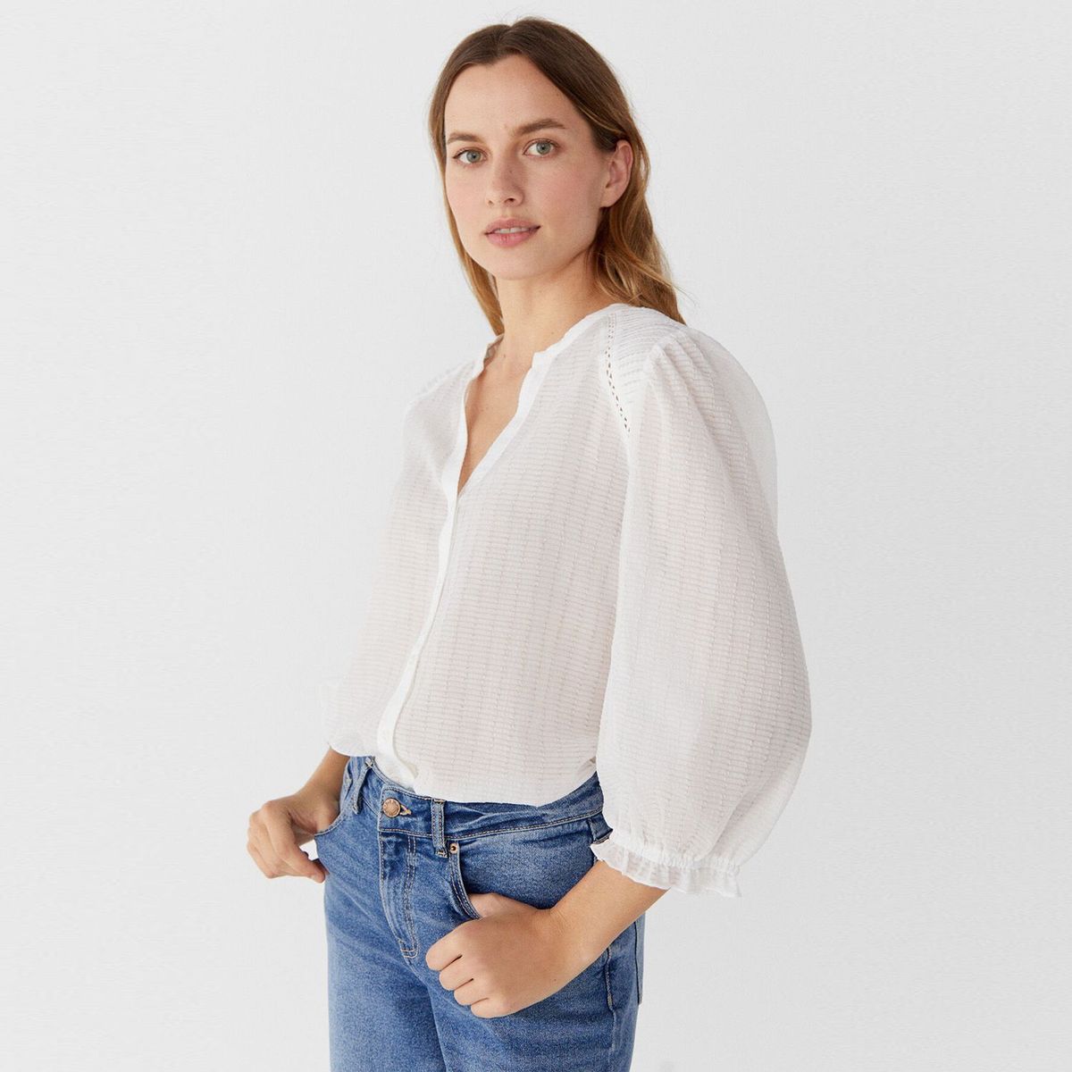 CORTEFIEL - Blusa Manga Corta Mujer Cortefiel