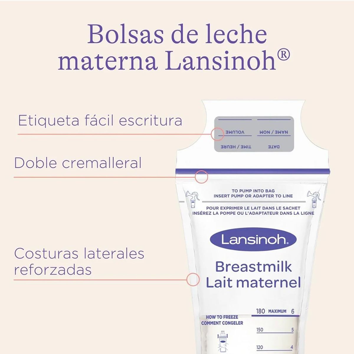 LANSINOH - Bolsa De Almacenamiento X100Und 180 Ml Lansinoh