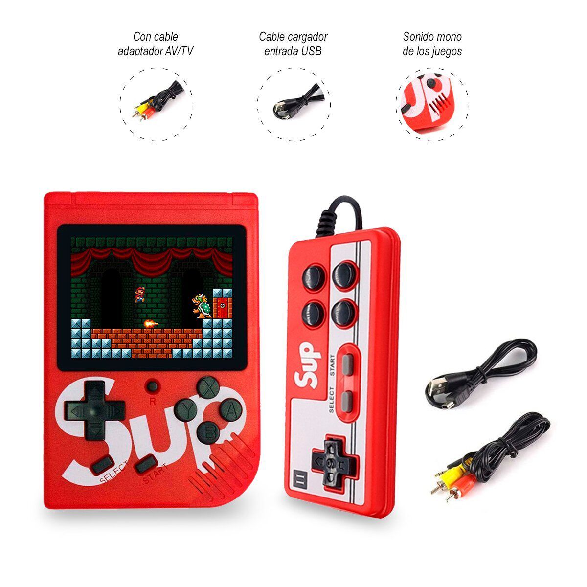  - Mini Consola Retro Sup 400 Juegos+Mando Adicion