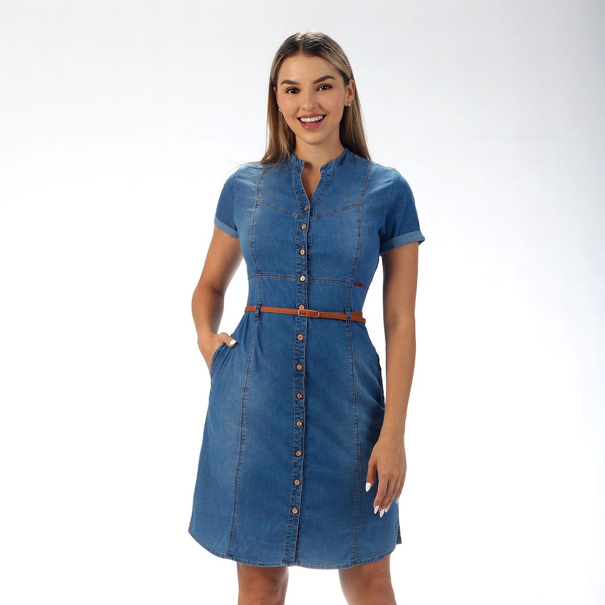 FORDAN JEANS - Vestido MIDI Casual Denim Mujer Fordan Jeans