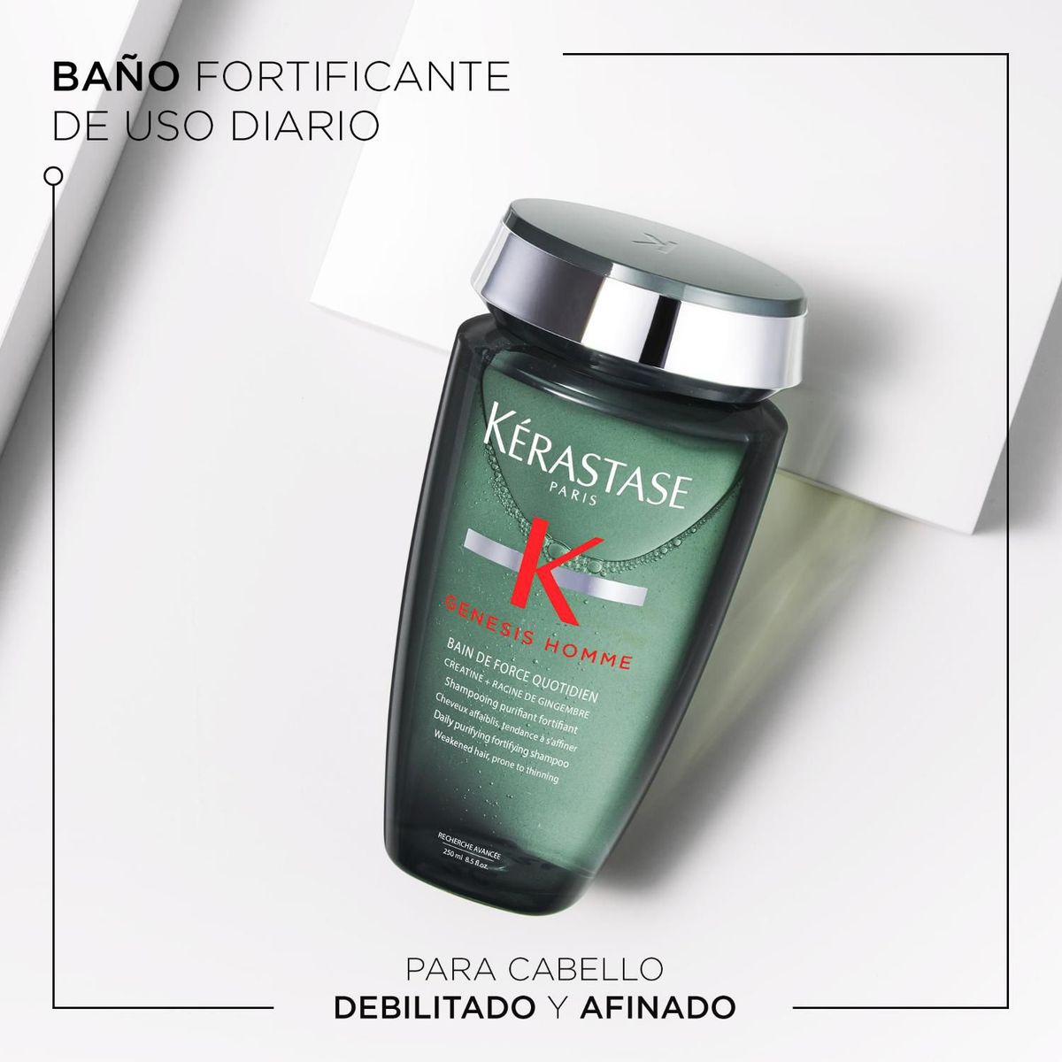 KERASTASE - Shampoo Purificador Y Fortificante Para Cabellos Debilitados Con Tendencia A La Caída Genesis Homme Bain Force 250Ml