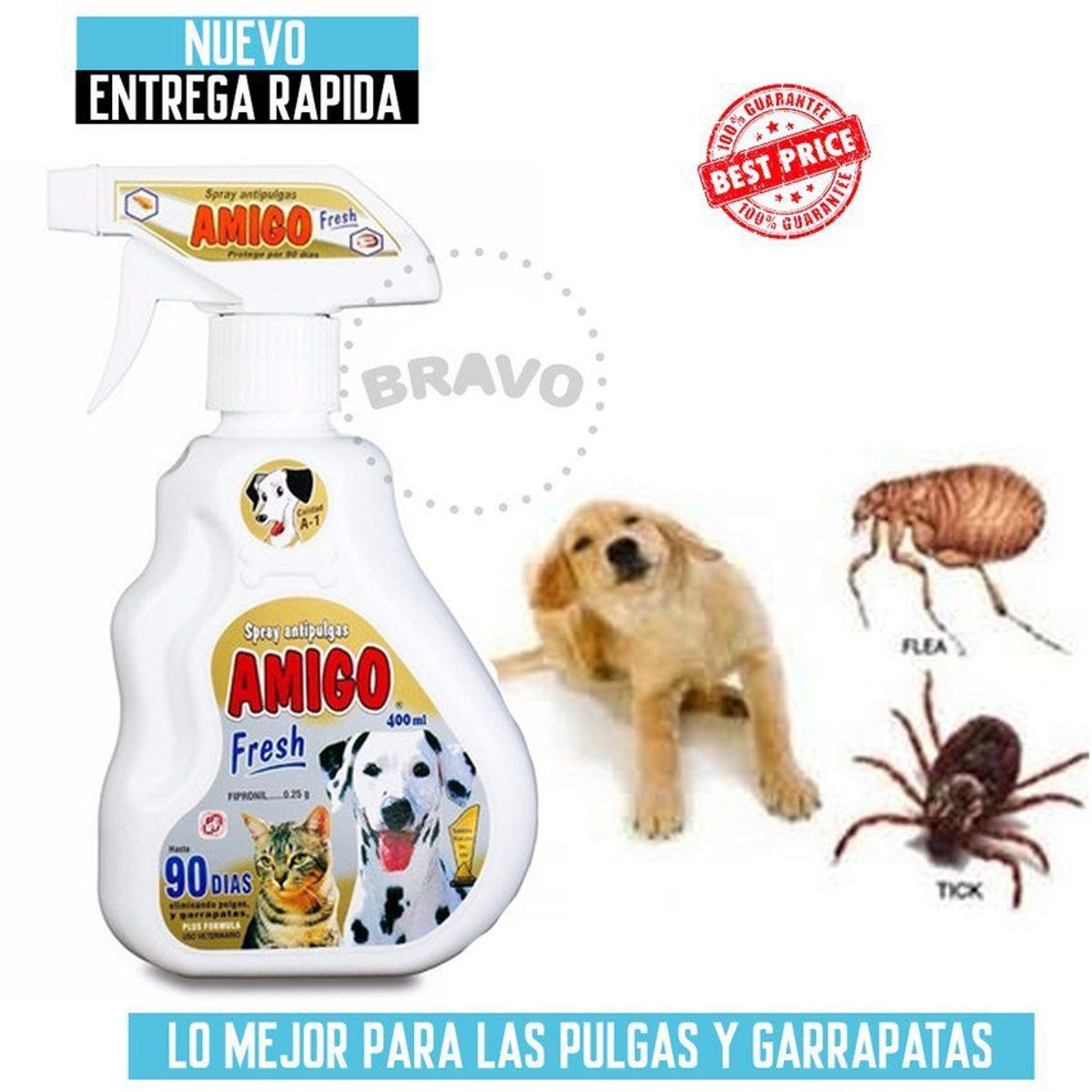 GENERICO - Spray AntiPulgas para Perros y Gatos 400Ml Garr