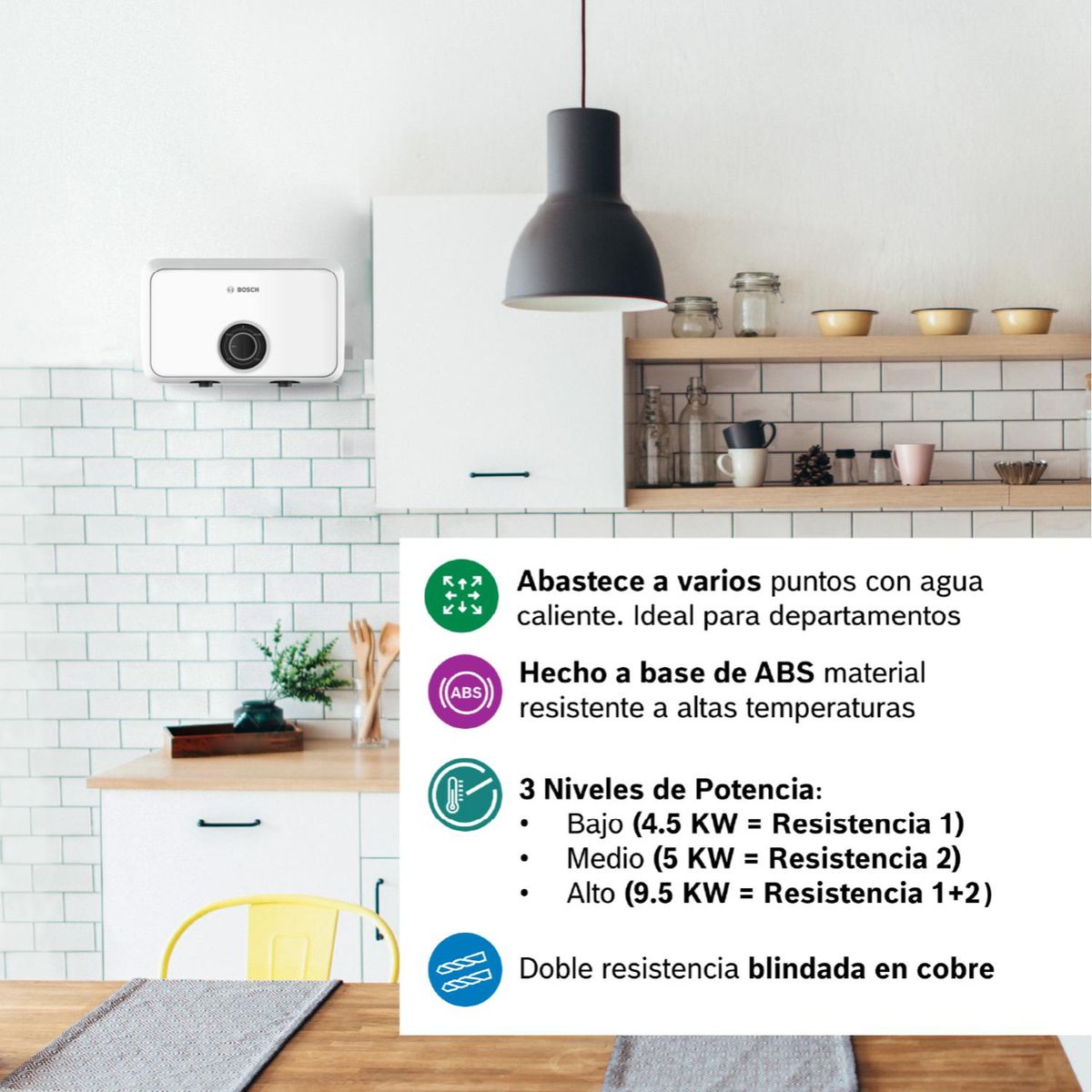 BOSCH - Calentador Eléctrico Bosch Multipunto 9.5kW + Kit