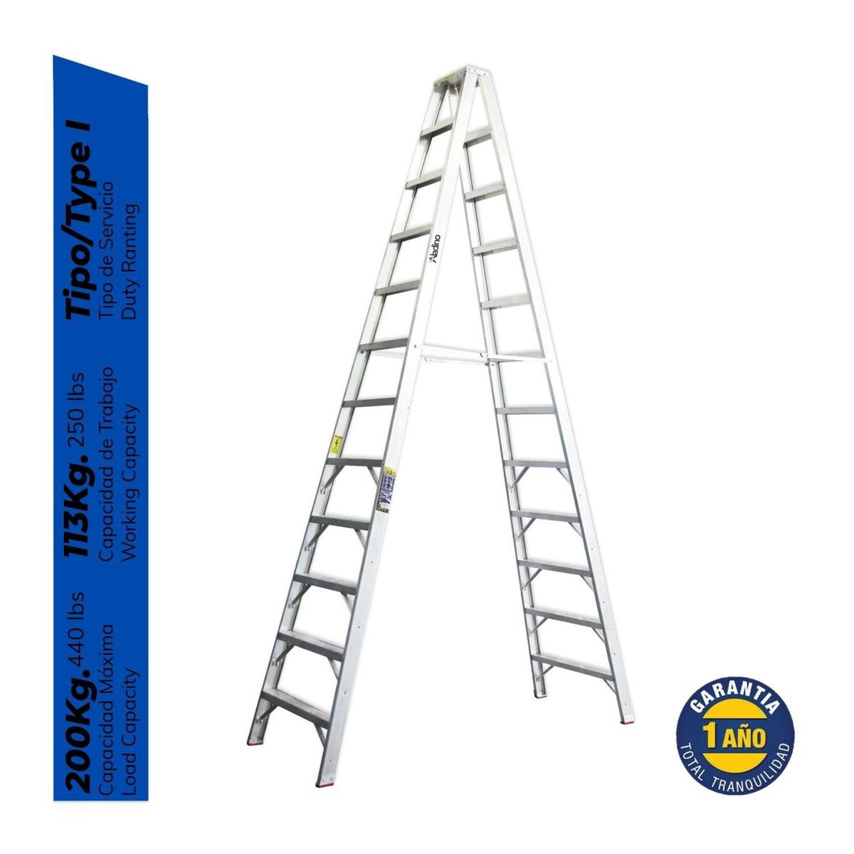 ALADINO - Escalera Aluminio (Prfsnal) Tijera Doble 12 Pasos