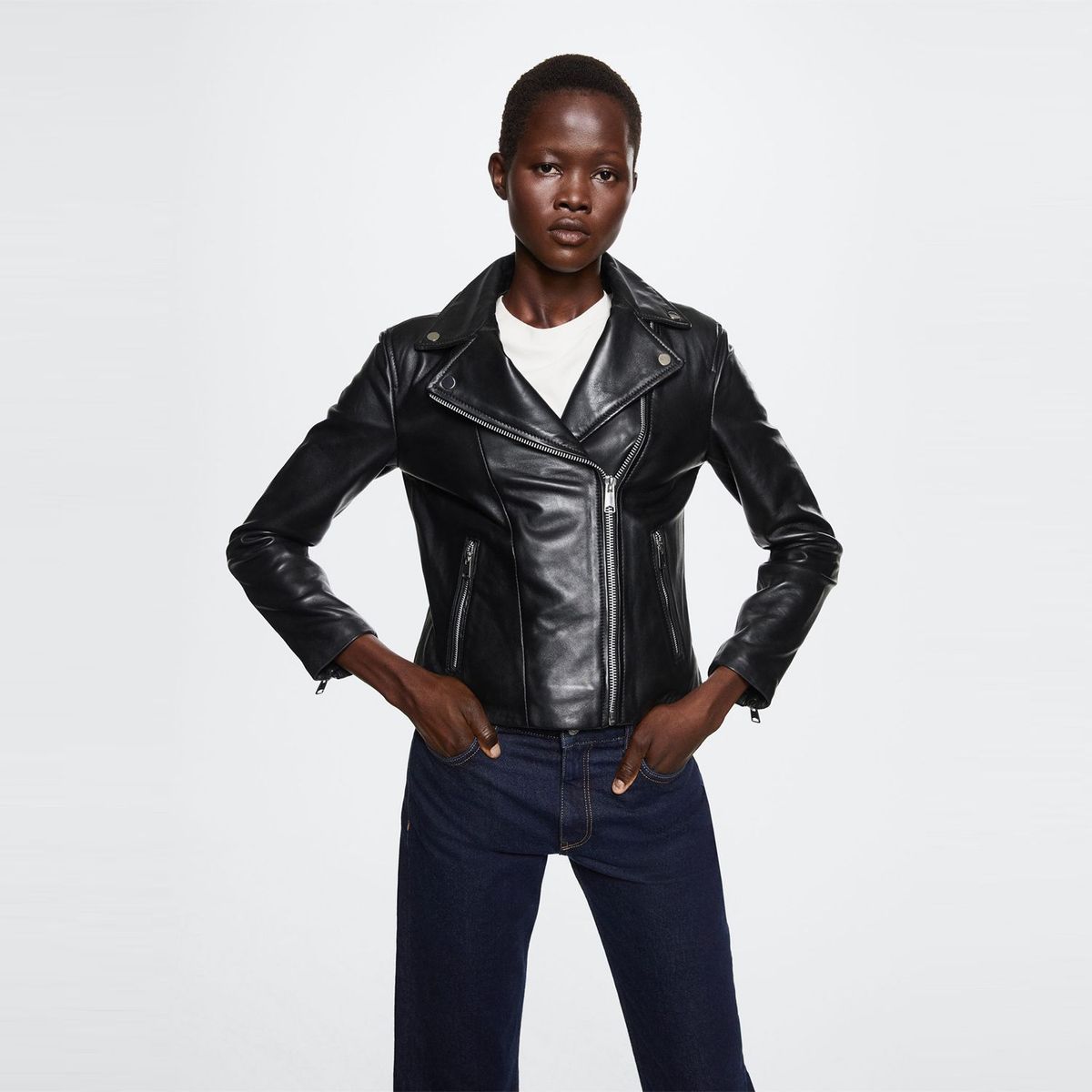 MANGO - Casaca de Cuero Mujer Mango