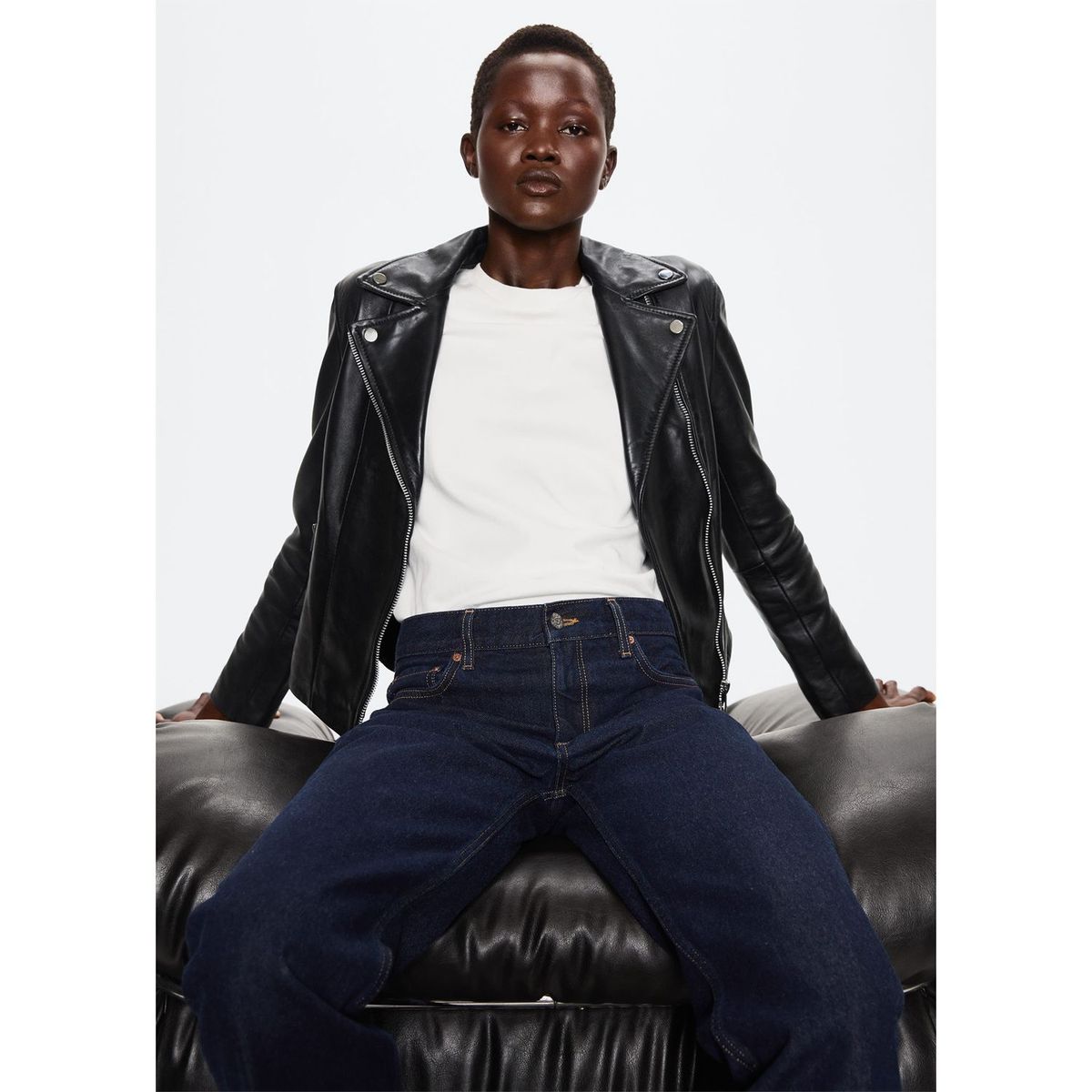 MANGO - Casaca de Cuero Mujer Mango